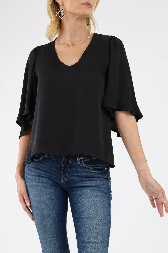 Poly Silk Petal Sleeve Top - Chartruse