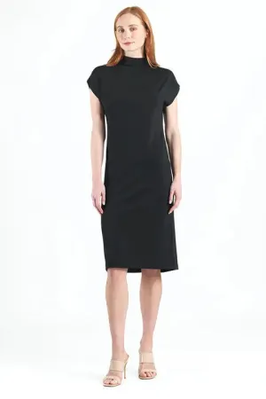 Ponte High Neck Cap Sleeve Stretch Knit Dress
