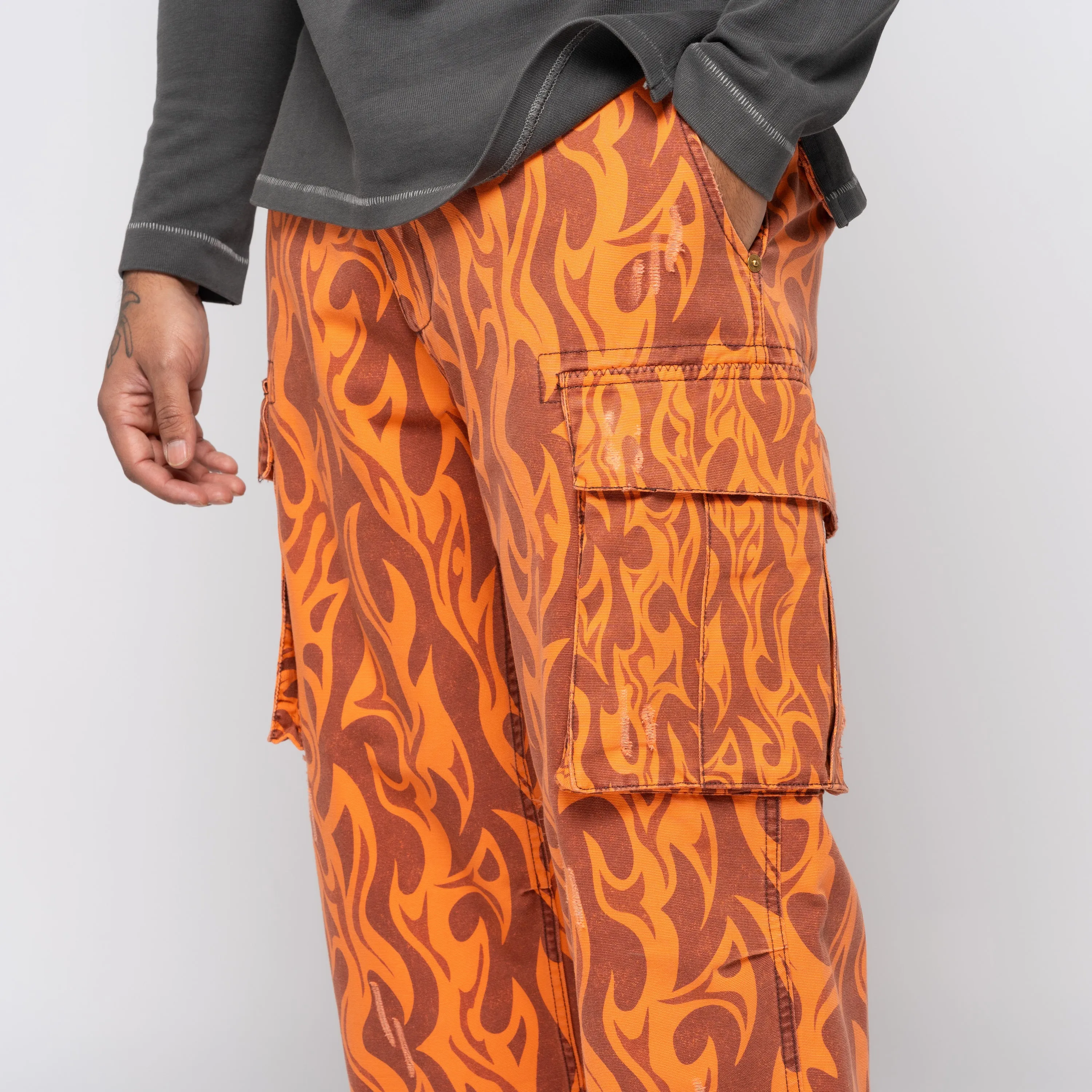 Printed Cargo Pants Orange Flame ERL08P006