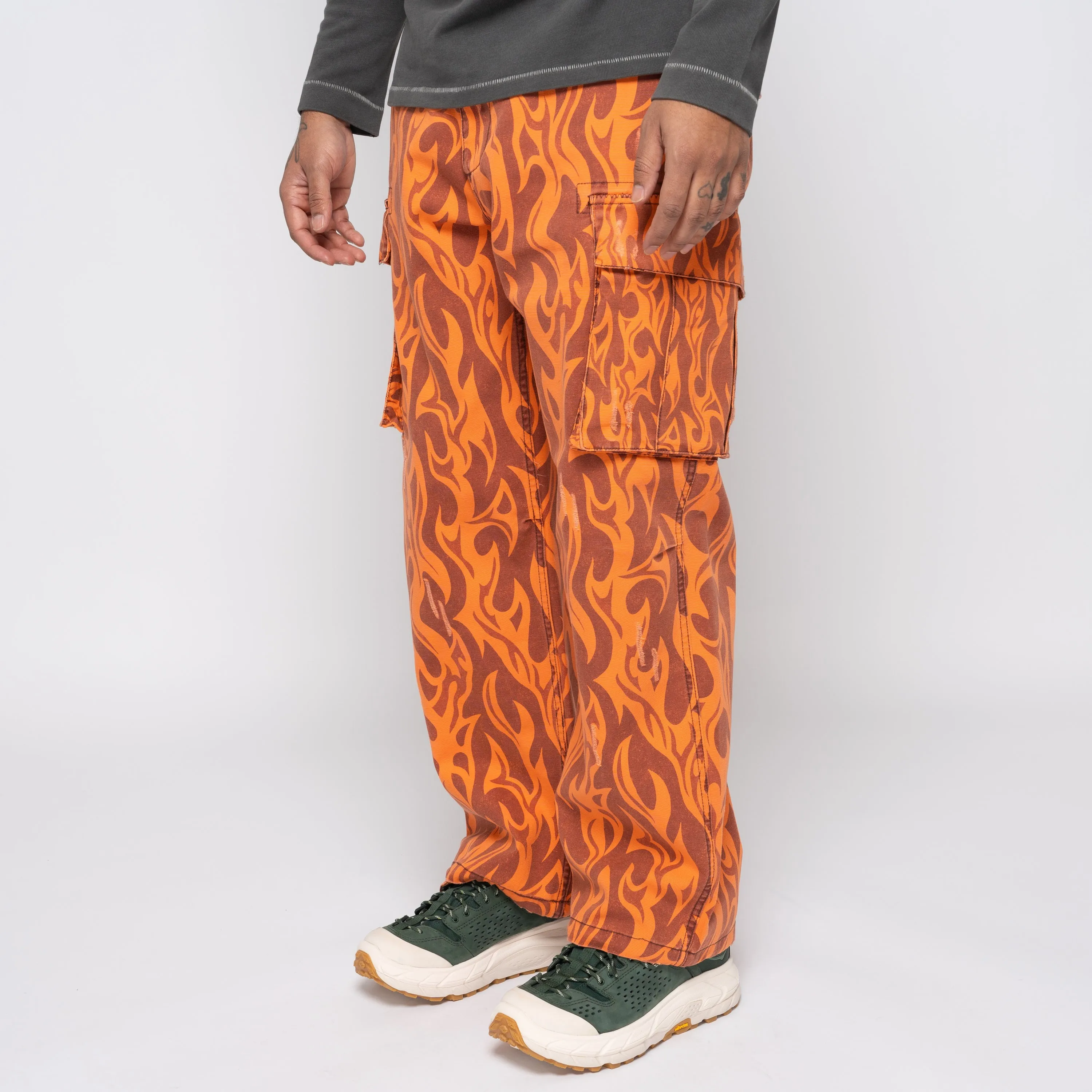 Printed Cargo Pants Orange Flame ERL08P006