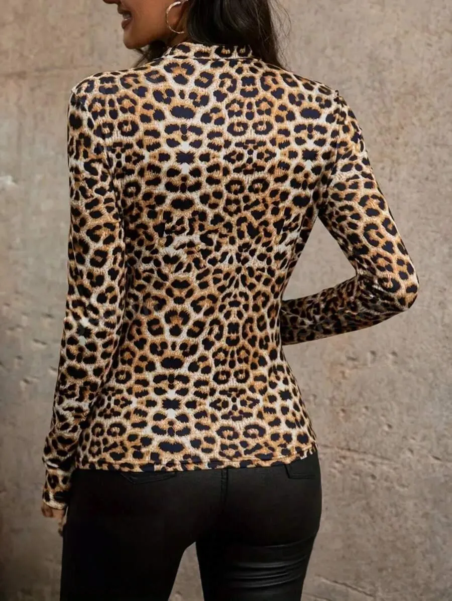 Privé Leopard Cut-Out Blouse