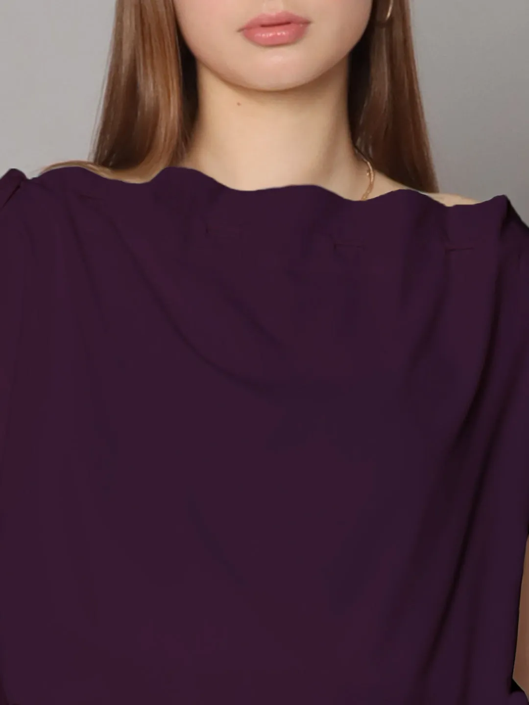 Purple Solid Boxy Top