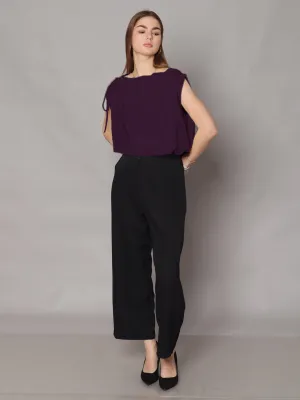 Purple Solid Boxy Top