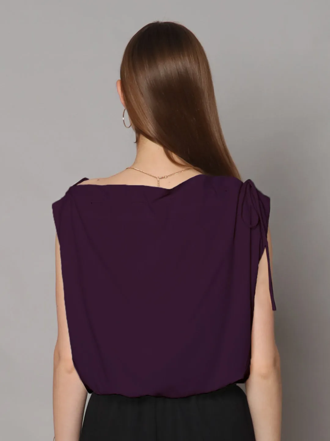 Purple Solid Boxy Top