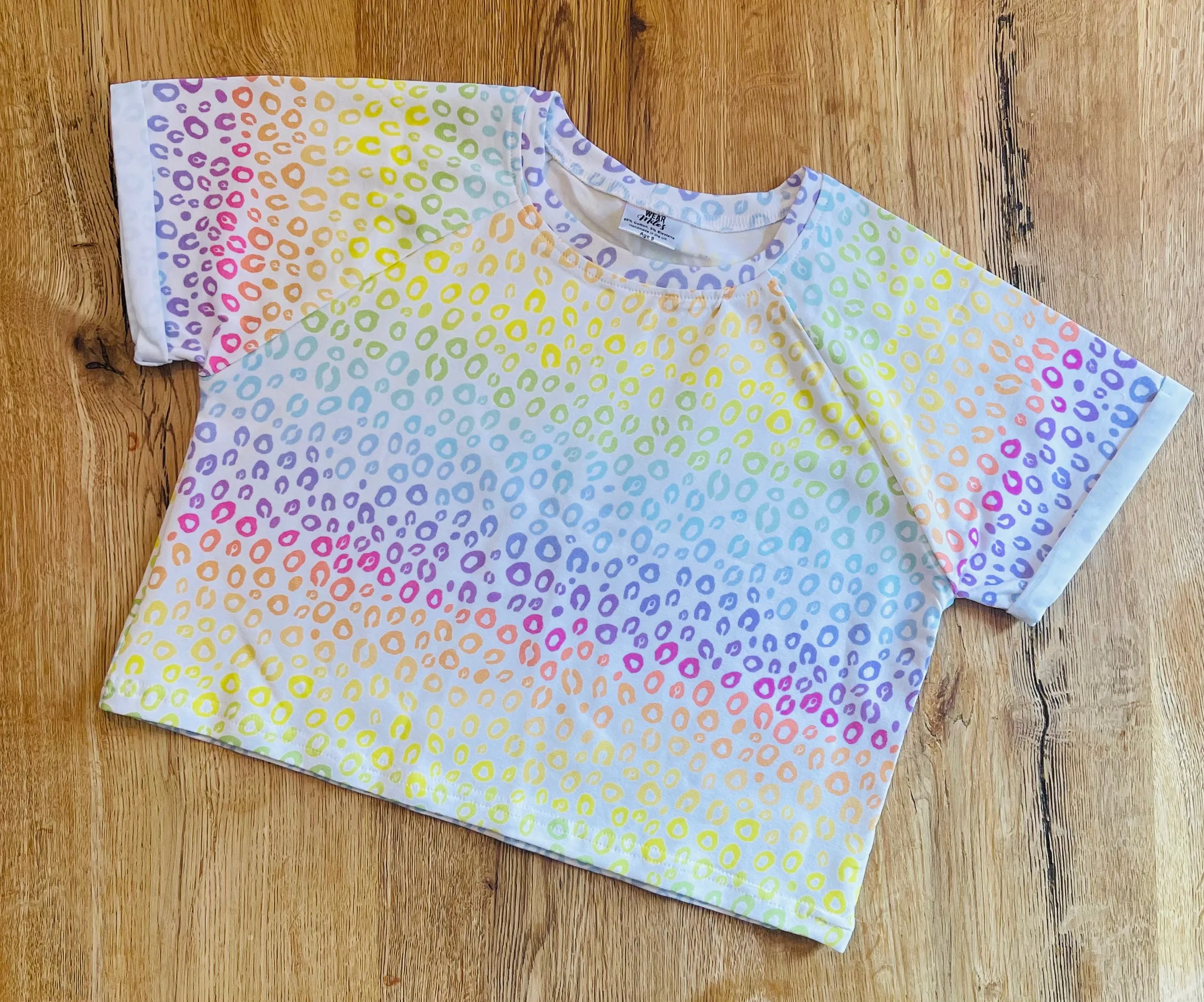 Rainbow Leopard Cropped Tee - Age 9