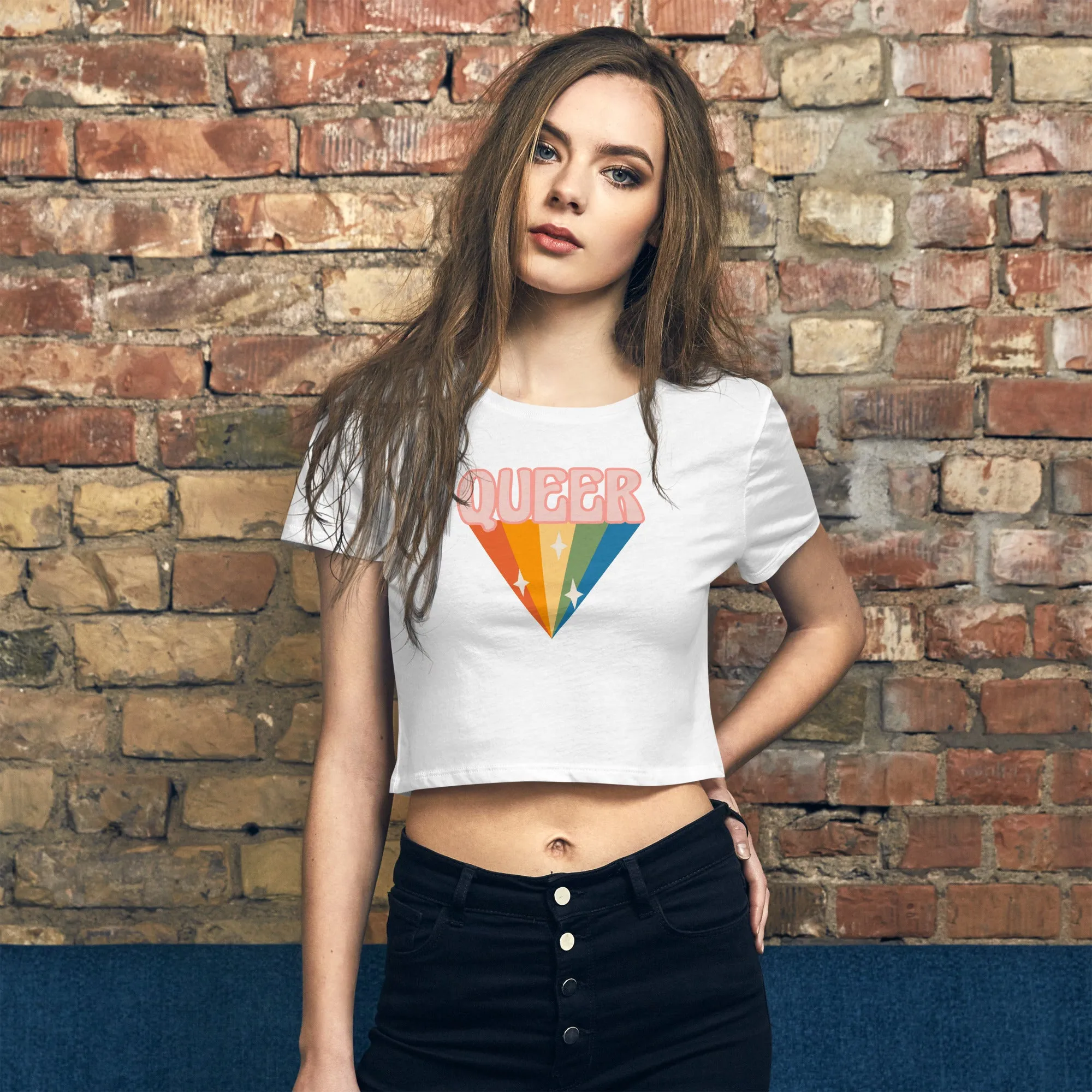 Rainbow Queer Sparkle - Cropped Baby Tee