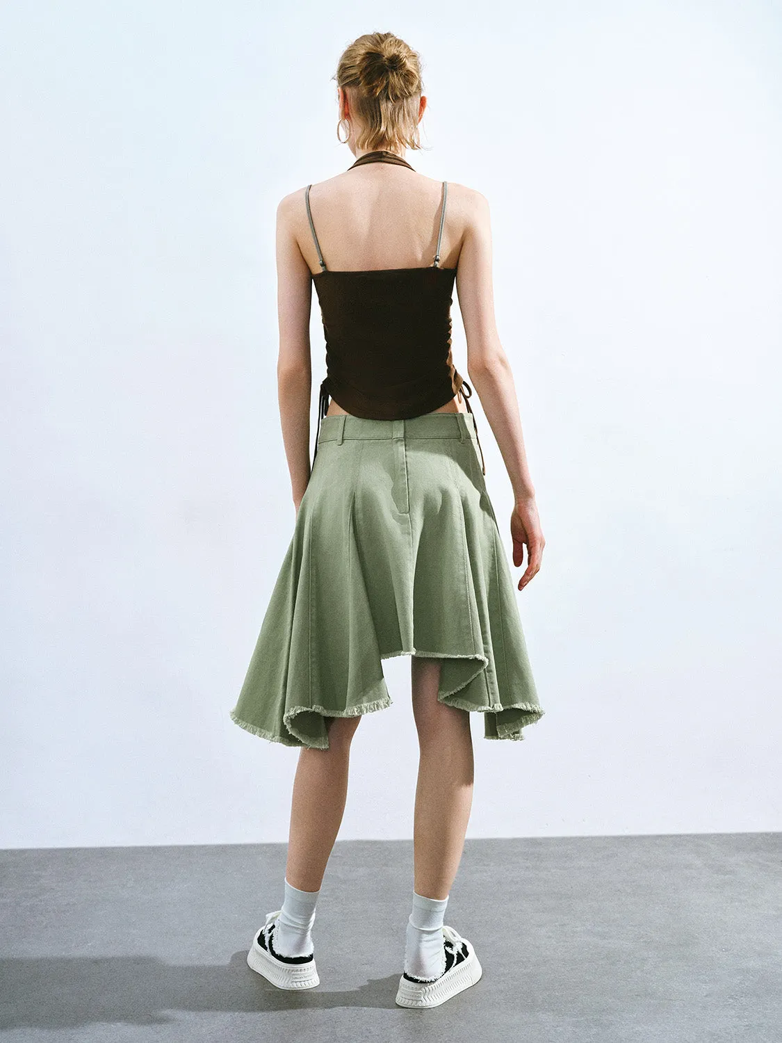 Raw Hem Mini A-Line Skirt