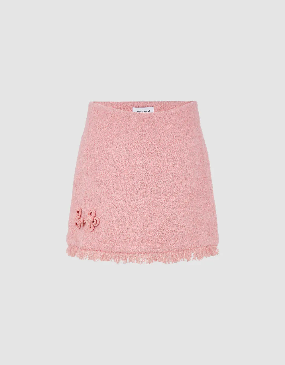 Raw Hem Tweed Mini A-Line Skirt