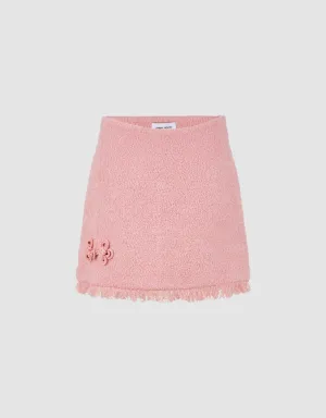 Raw Hem Tweed Mini A-Line Skirt