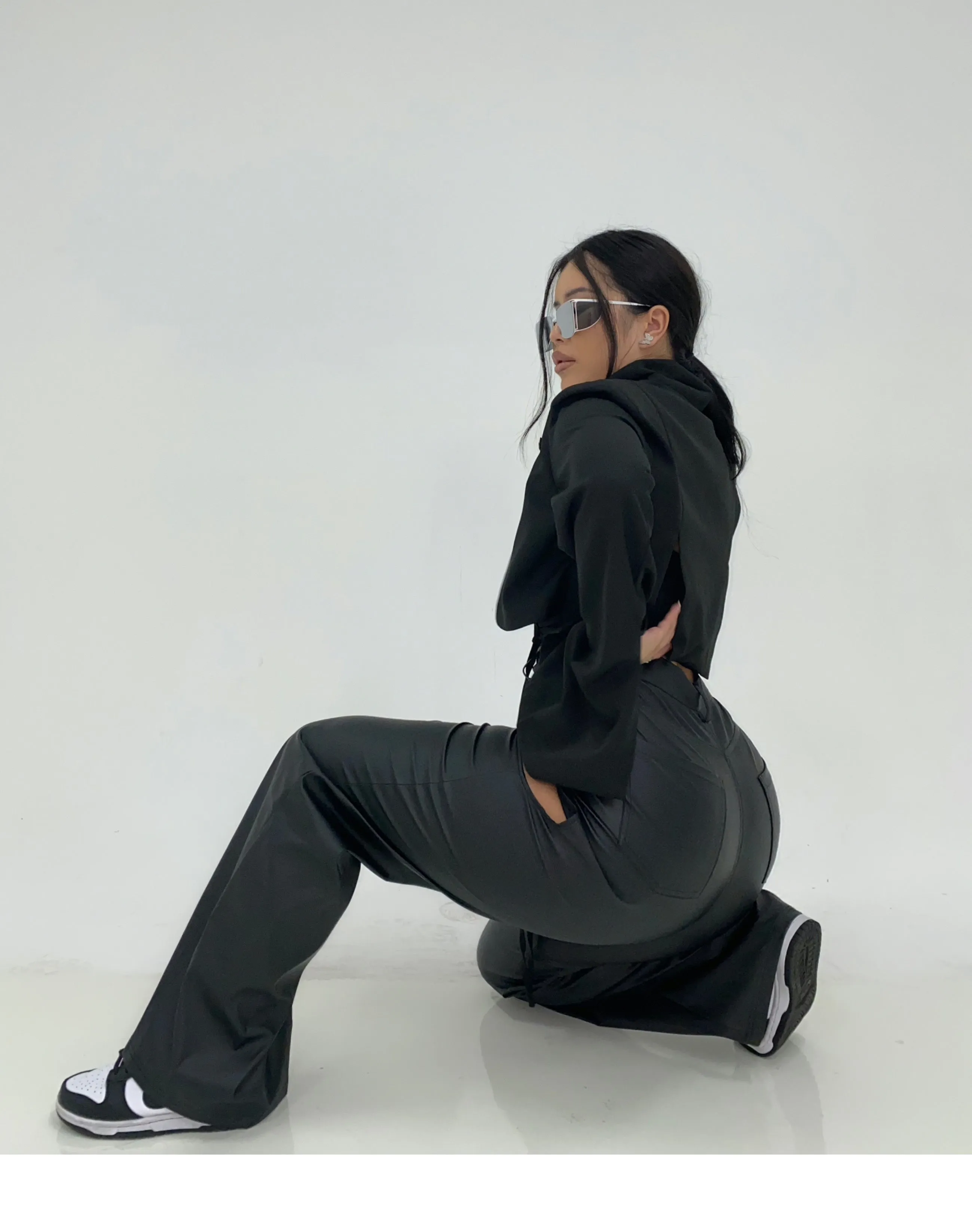 Reena Black PU Leather SYNEZ Pants