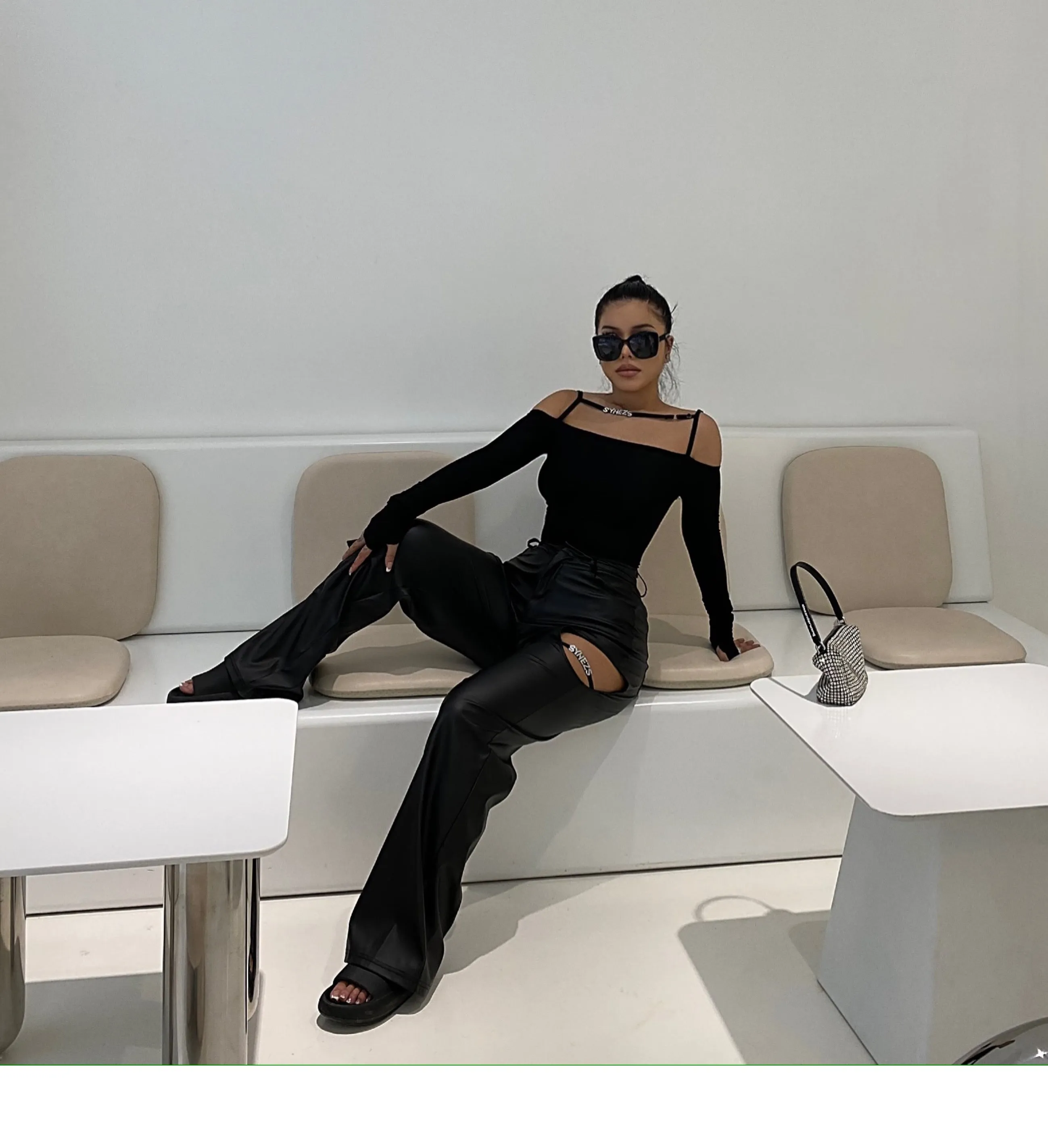 Reena Black PU Leather SYNEZ Pants