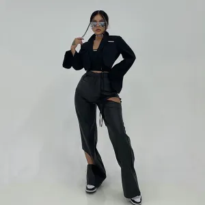 Reena Black PU Leather SYNEZ Pants