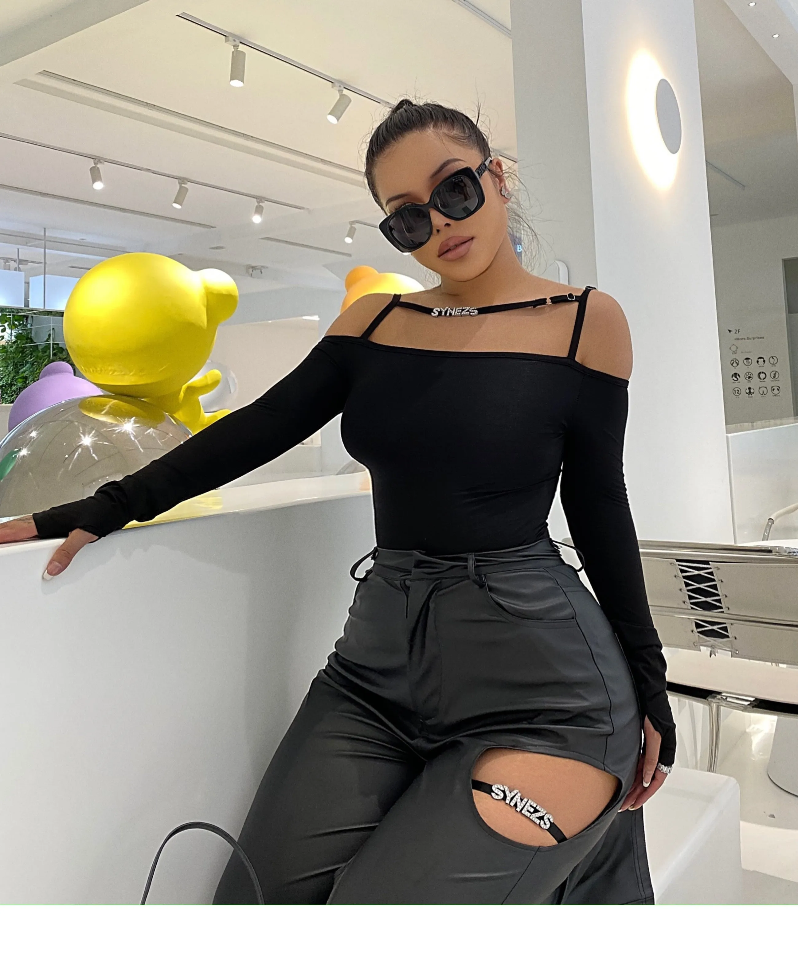 Reena Black PU Leather SYNEZ Pants