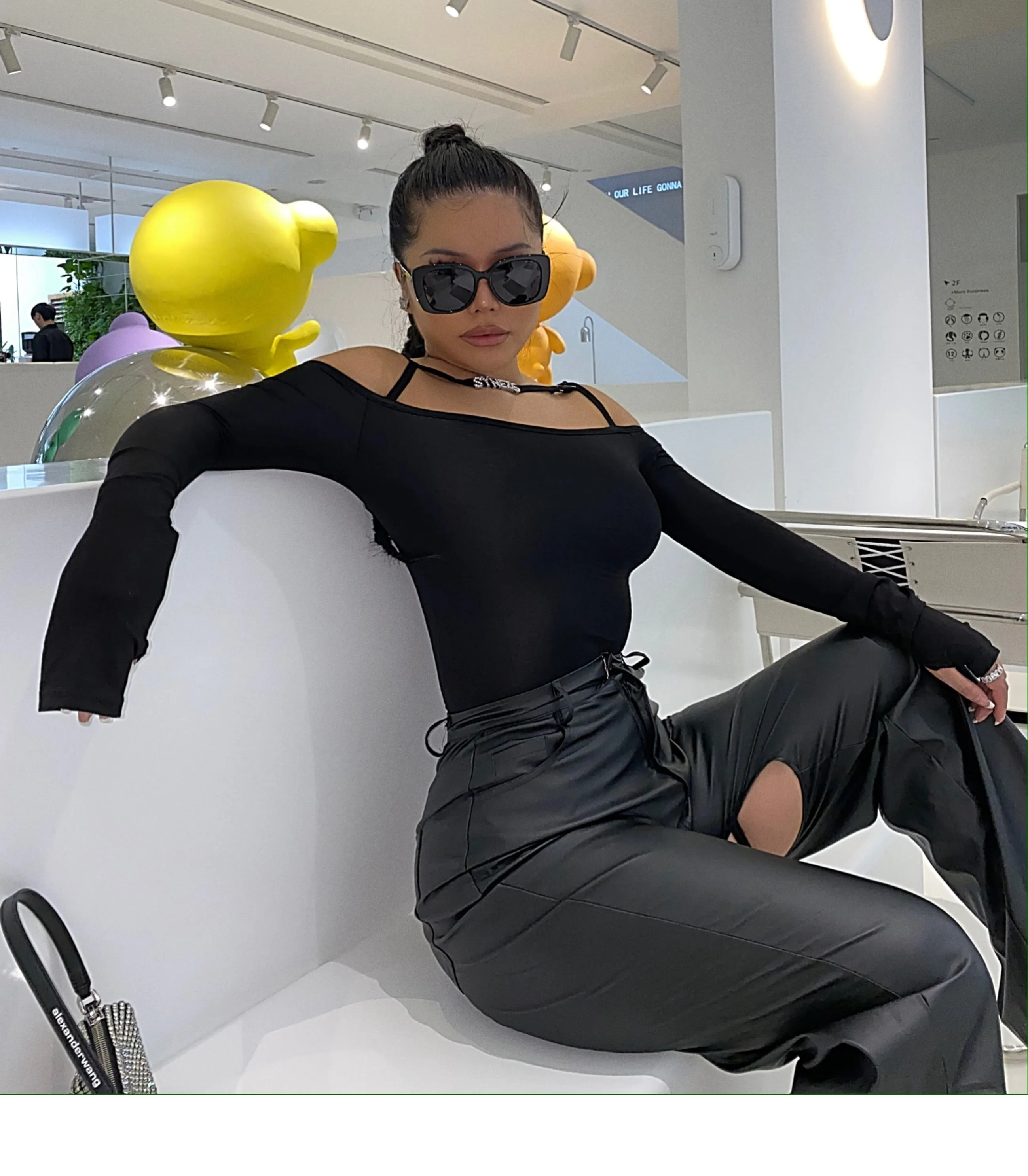 Reena Black PU Leather SYNEZ Pants