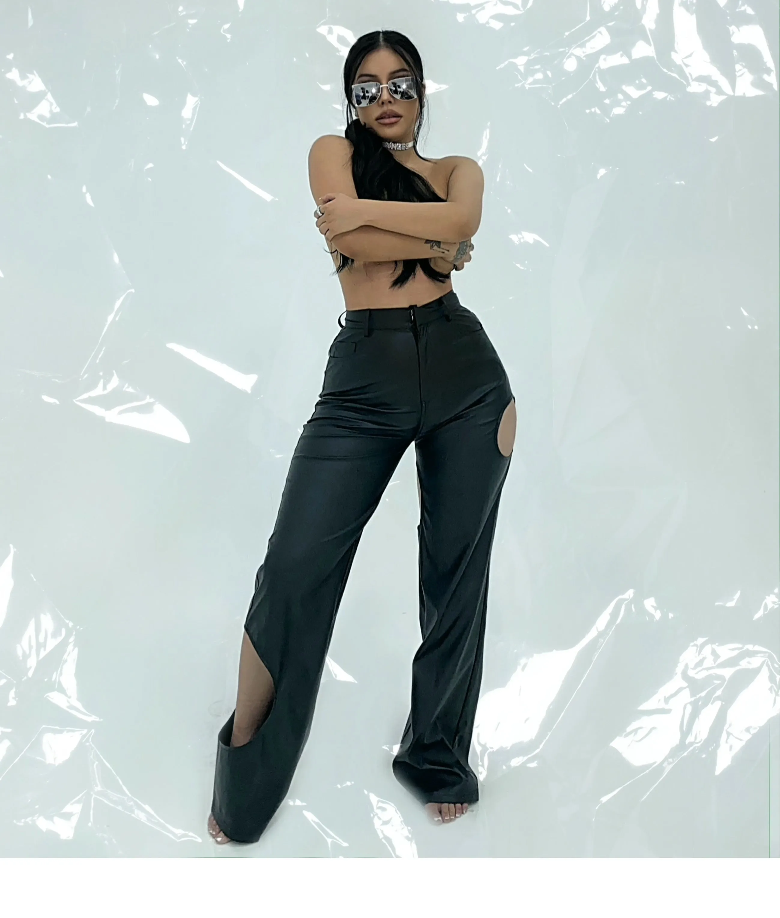 Reena Black PU Leather SYNEZ Pants