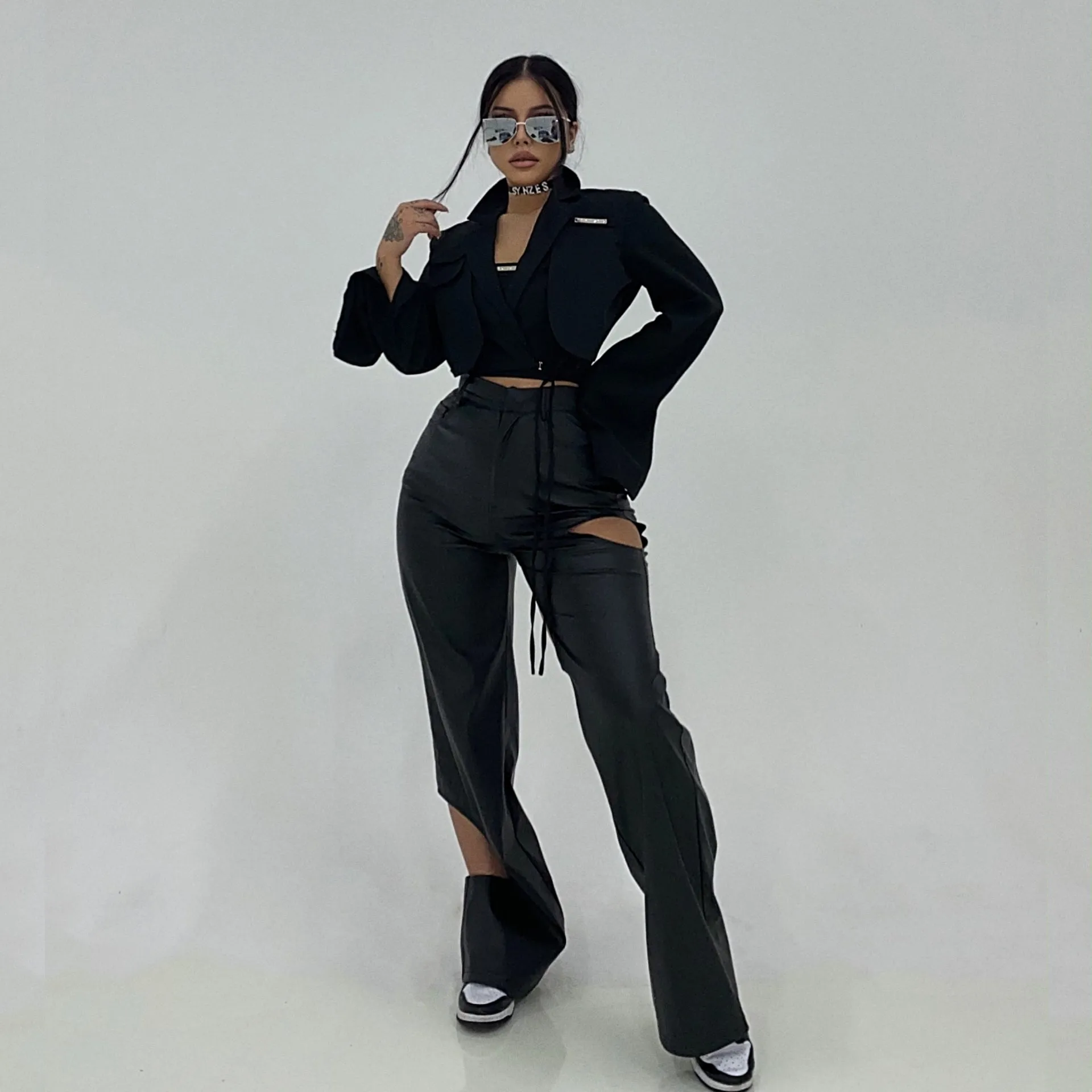 Reena Black PU Leather SYNEZ Pants