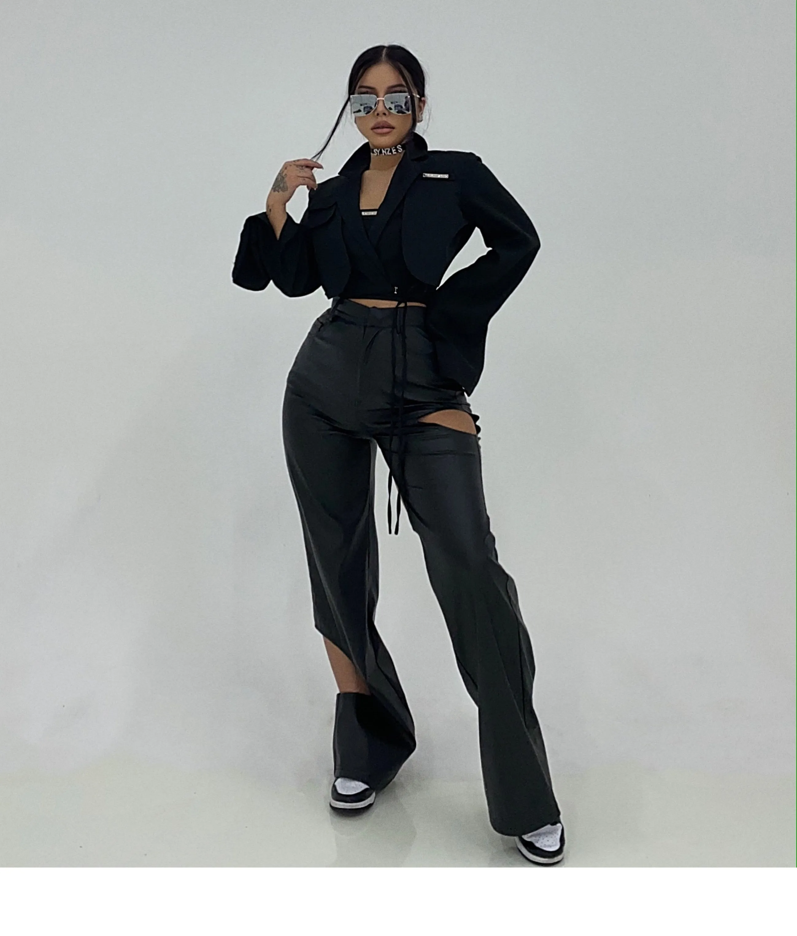 Reena Black PU Leather SYNEZ Pants
