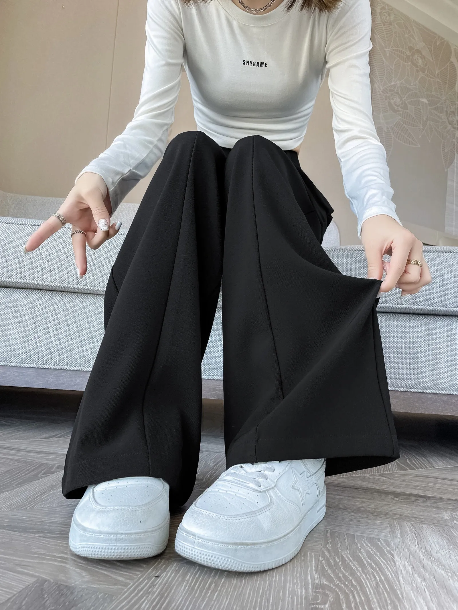 Relaxed Solid Color High Waist Pant for Stylish Women's Outfit
