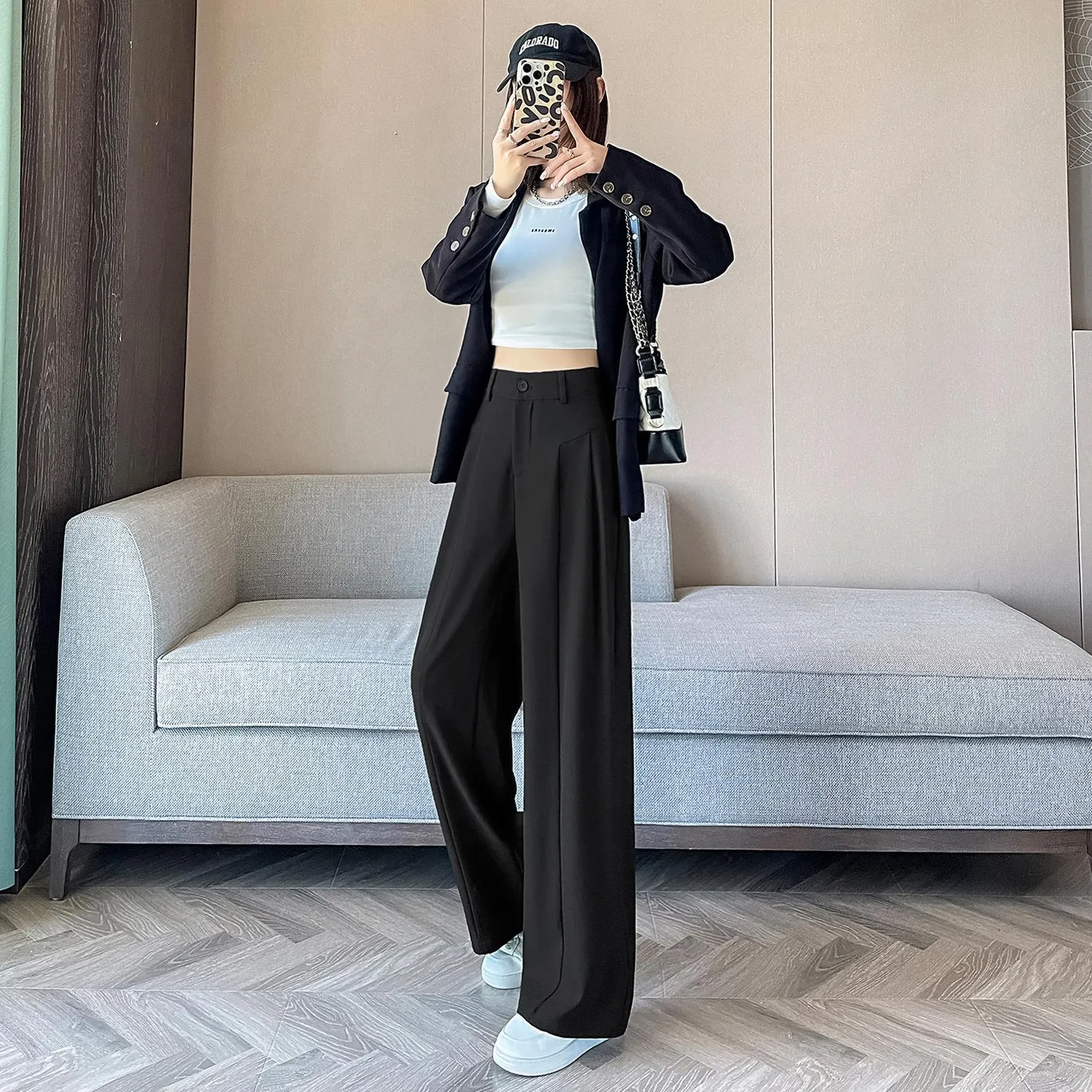 Relaxed Solid Color High Waist Pant for Stylish Women's Outfit
