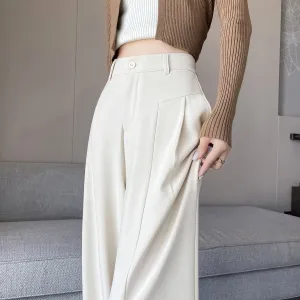 Relaxed Solid Color High Waist Pant for Stylish Women's Outfit