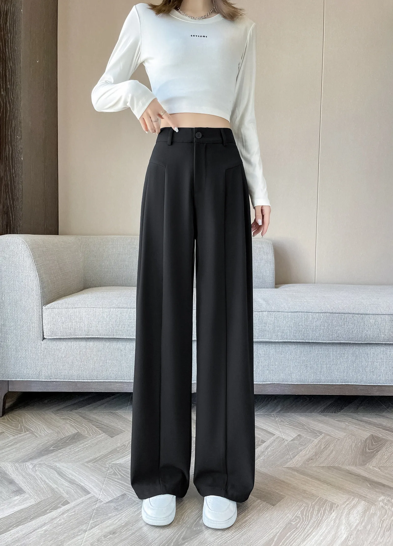 Relaxed Solid Color High Waist Pant for Stylish Women's Outfit