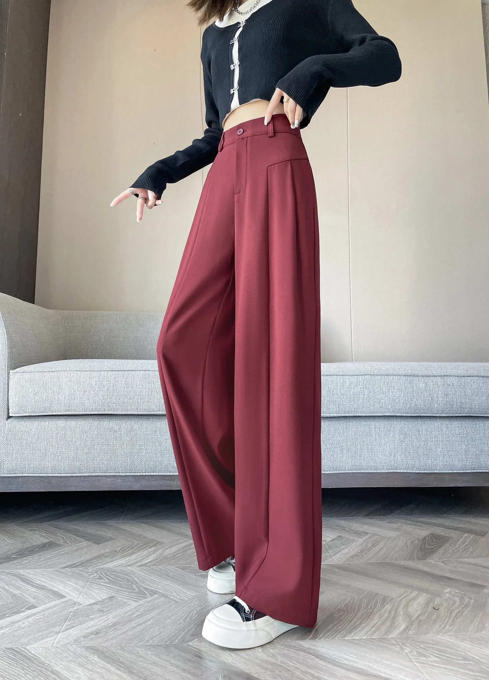 Relaxed Solid Color High Waist Pant for Stylish Women's Outfit
