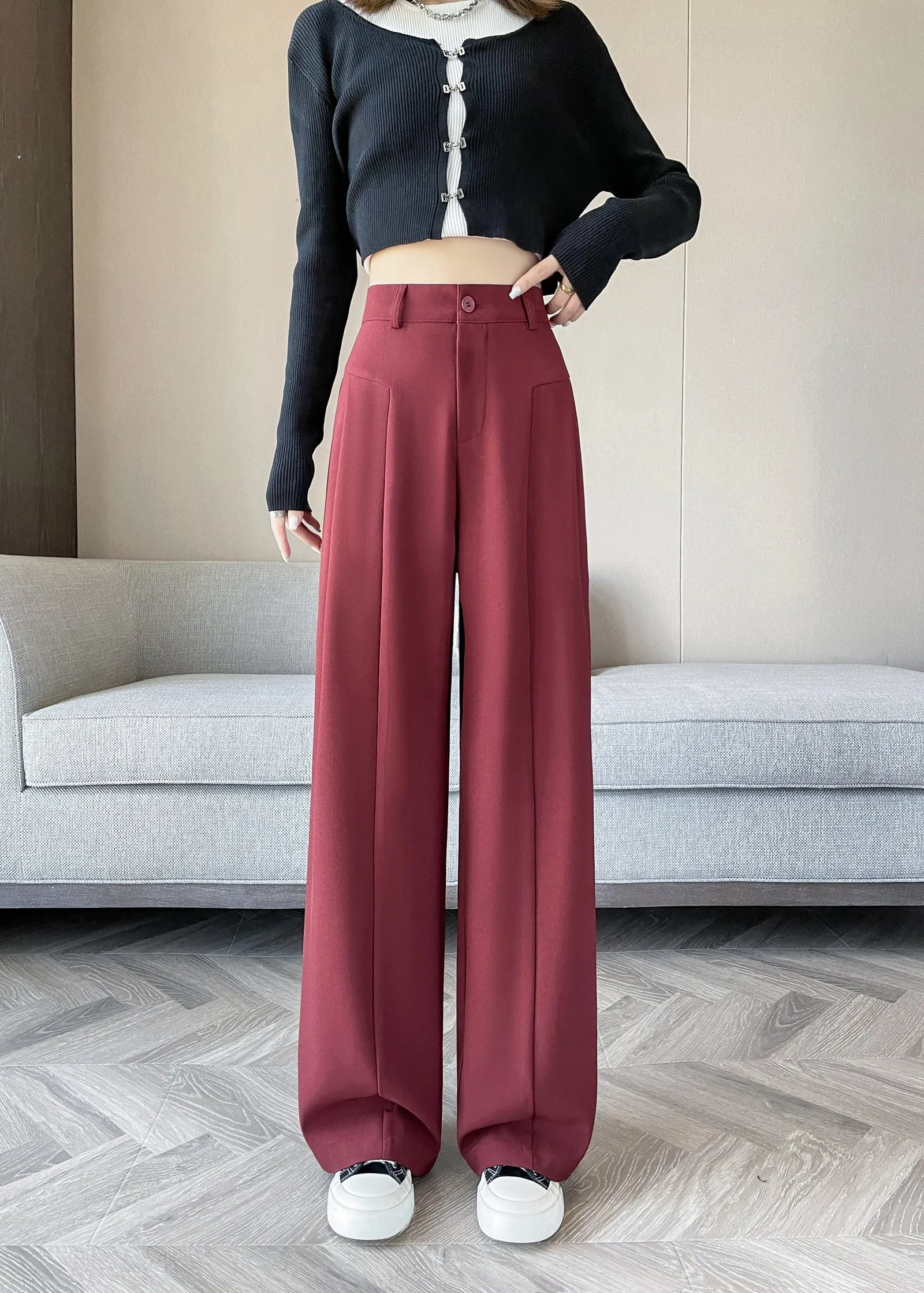 Relaxed Solid Color High Waist Pant for Stylish Women's Outfit