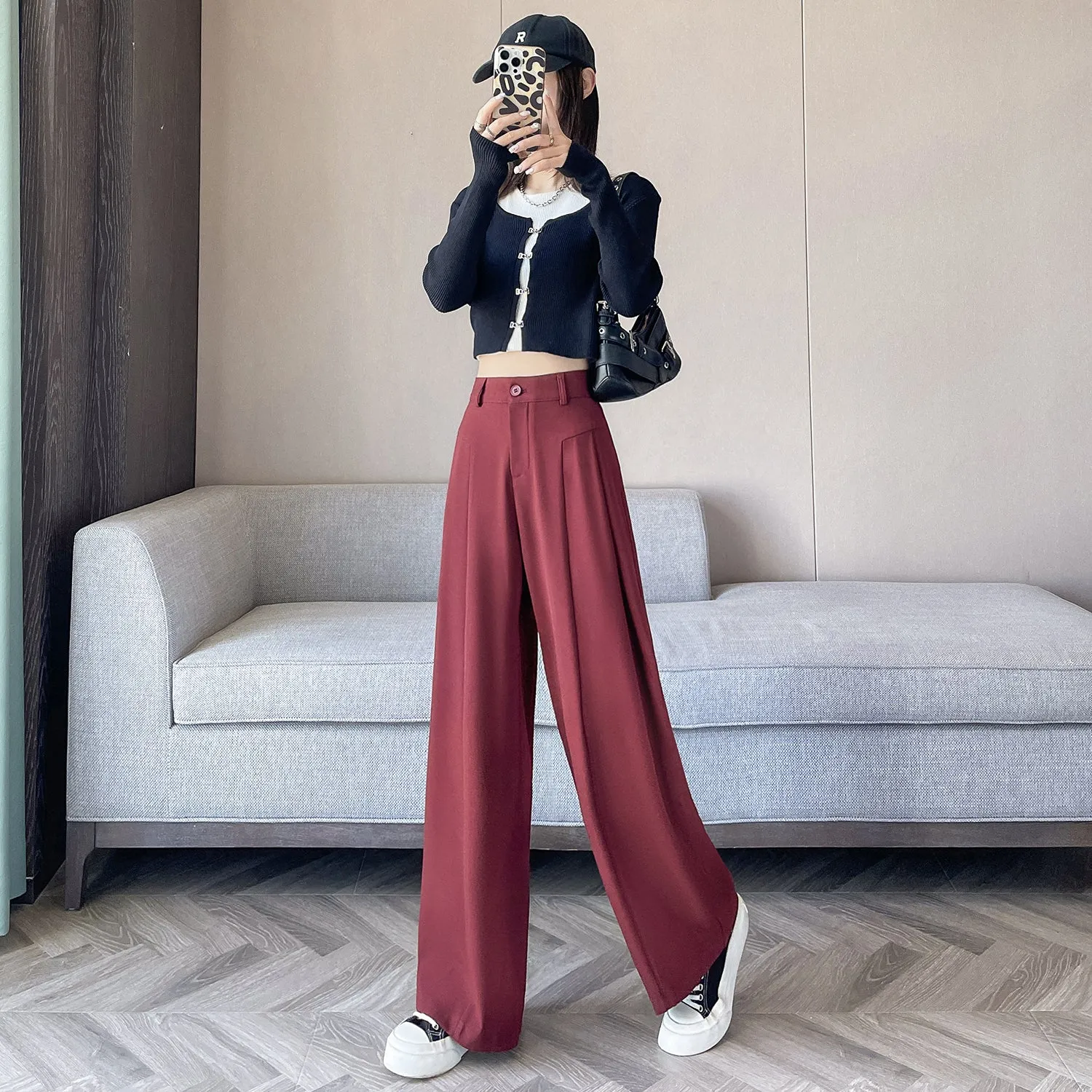 Relaxed Solid Color High Waist Pant for Stylish Women's Outfit