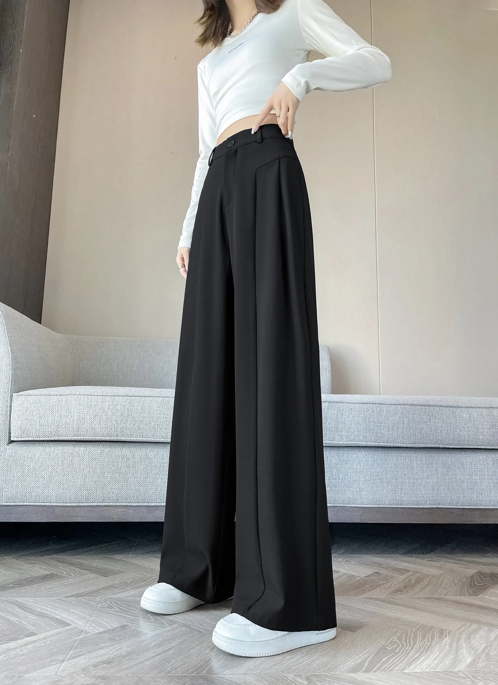 Relaxed Solid Color High Waist Pant for Stylish Women's Outfit