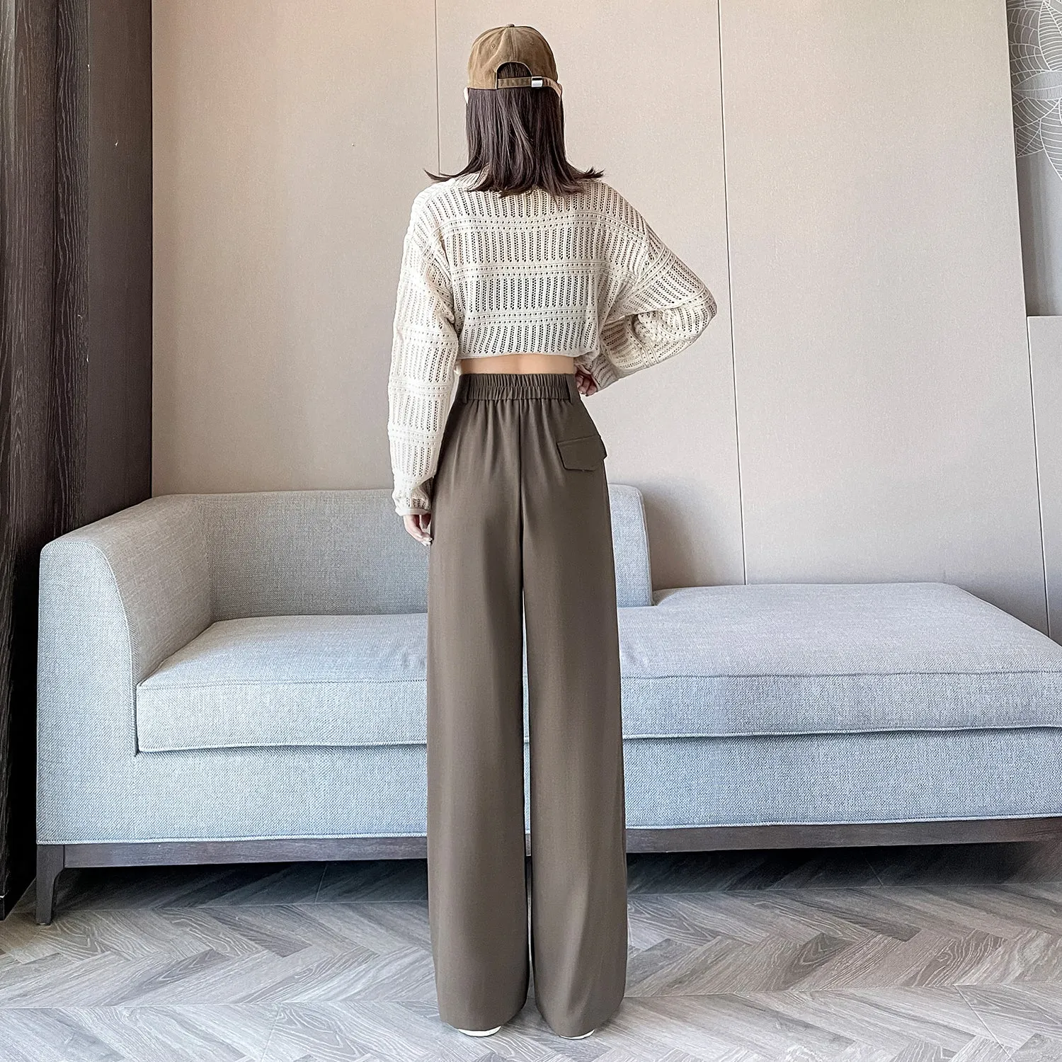 Relaxed Solid Color High Waist Pant for Stylish Women's Outfit