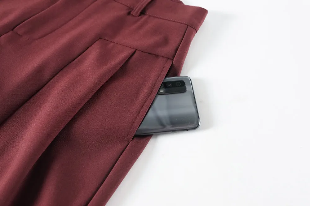 Relaxed Solid Color High Waist Pant for Stylish Women's Outfit