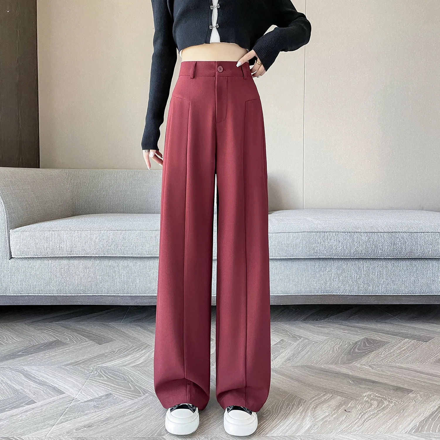 Relaxed Solid Color High Waist Pant for Stylish Women's Outfit