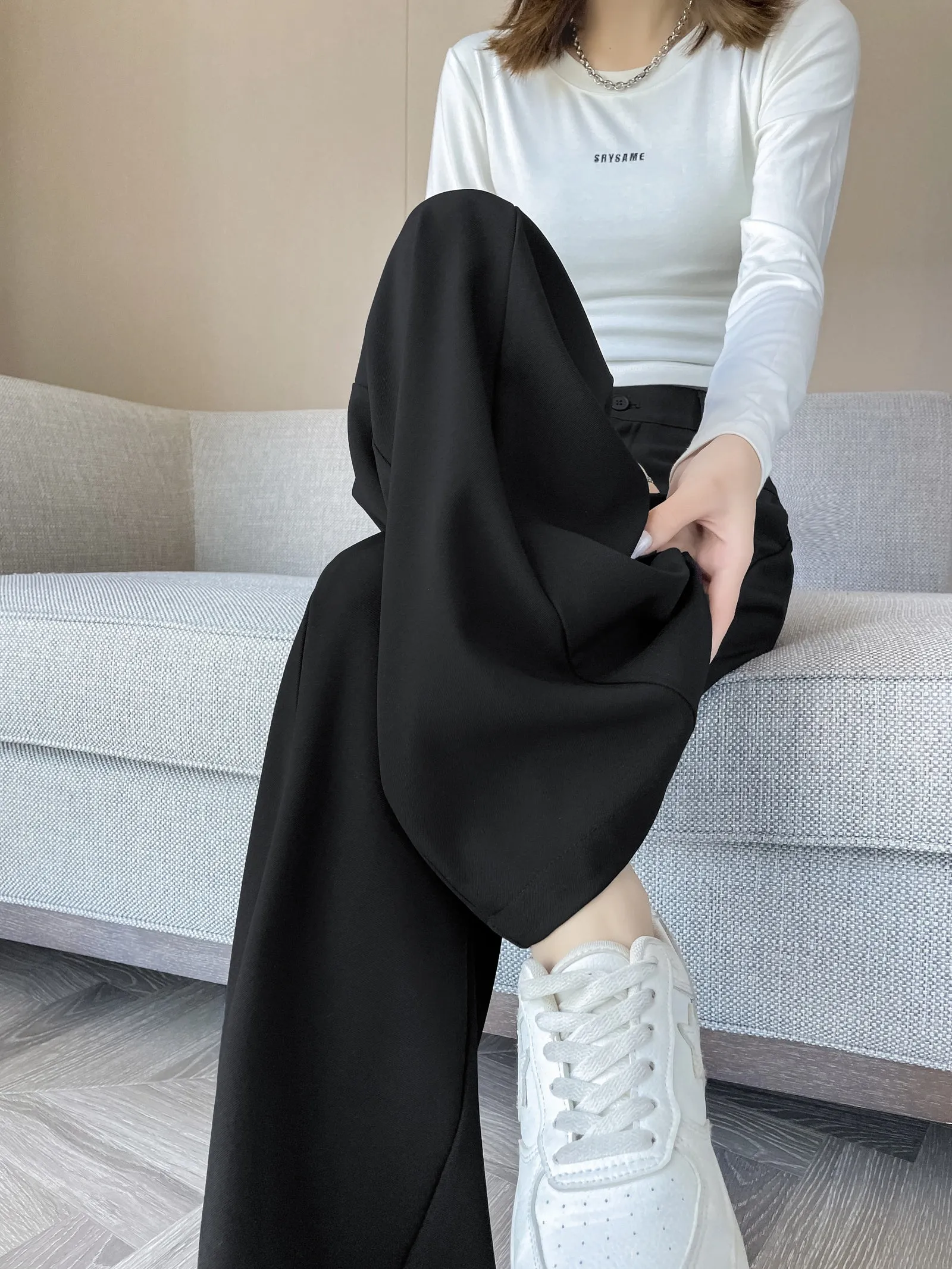 Relaxed Solid Color High Waist Pant for Stylish Women's Outfit
