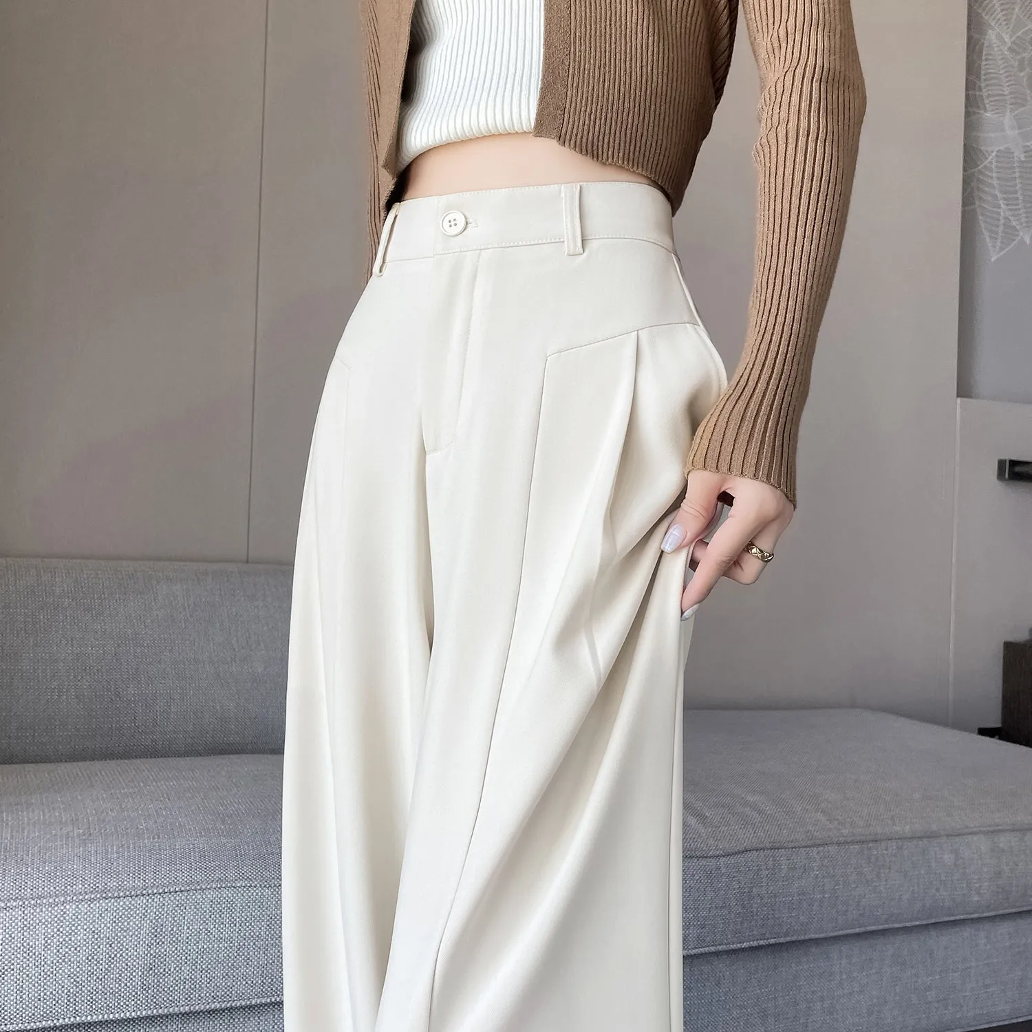 Relaxed Solid Color High Waist Pant for Stylish Women's Outfit