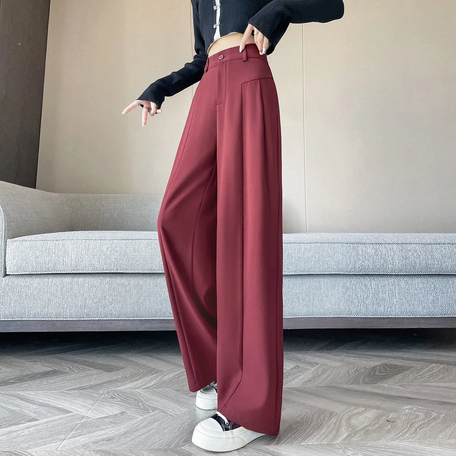 Relaxed Solid Color High Waist Pant for Stylish Women's Outfit