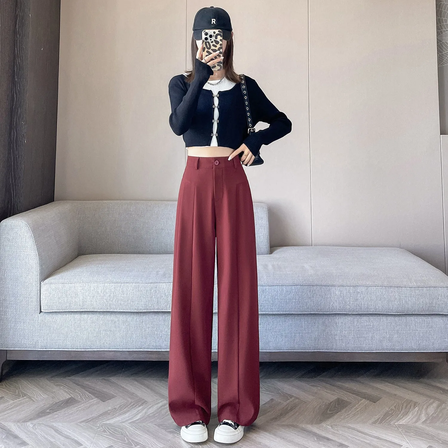 Relaxed Solid Color High Waist Pant for Stylish Women's Outfit