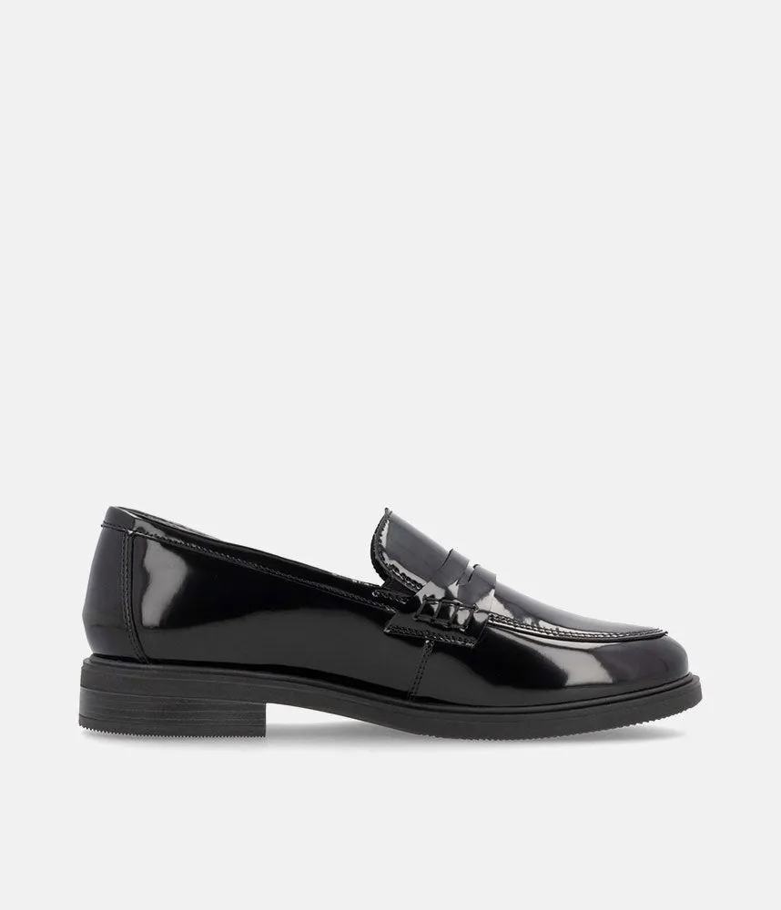 Remonte Sleek Black Patent Leather Loafers