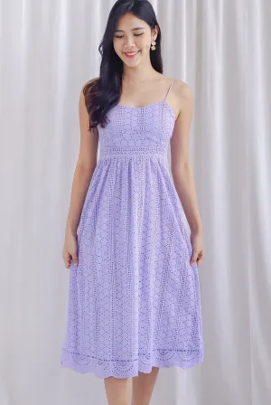 *Restocked* Jasmine Eyelet Spag Midi Dress In Lilac