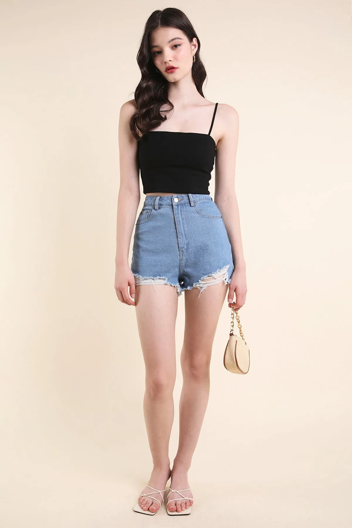 RESTOCKED** ZORA PADDED SPAG TOP IN BLACK
