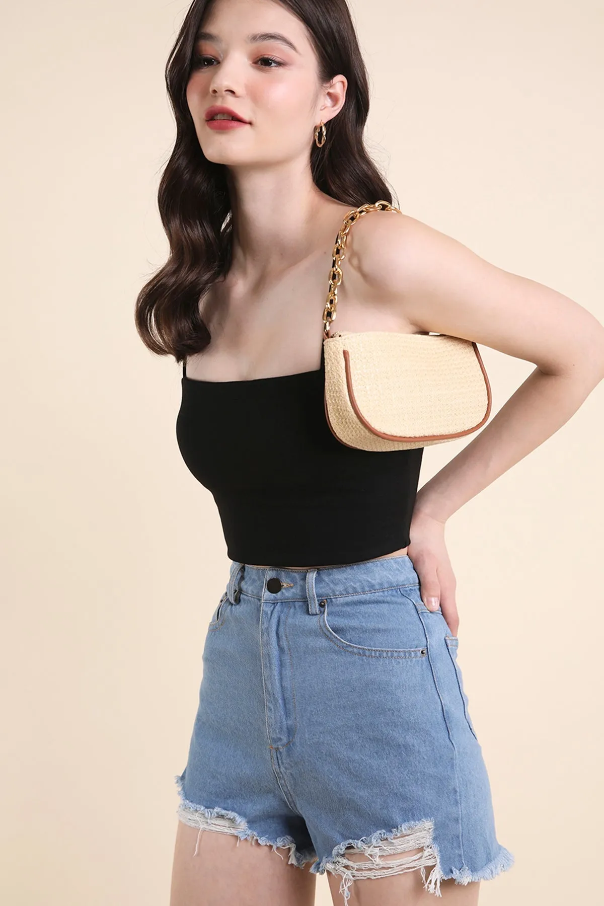 RESTOCKED** ZORA PADDED SPAG TOP IN BLACK