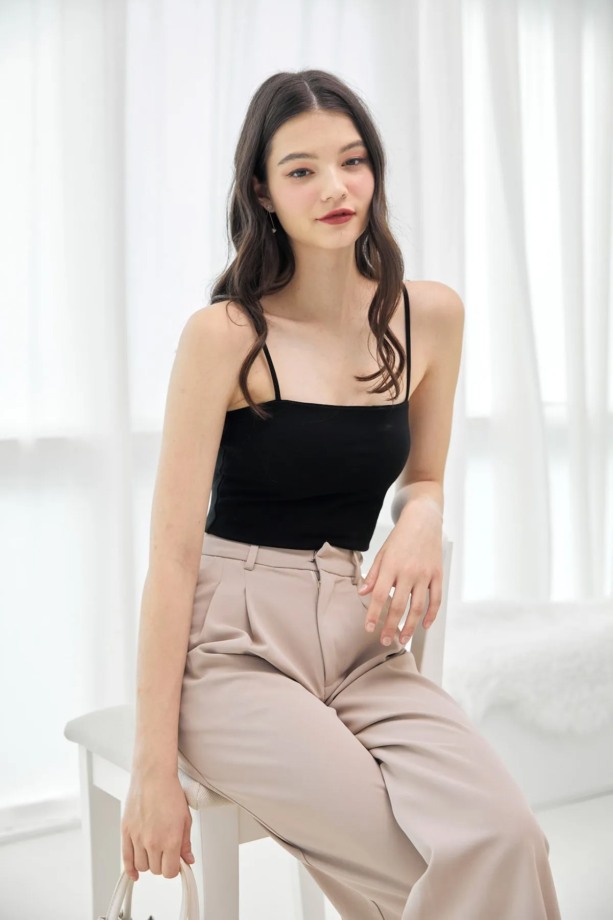RESTOCKED** ZORA PADDED SPAG TOP IN BLACK