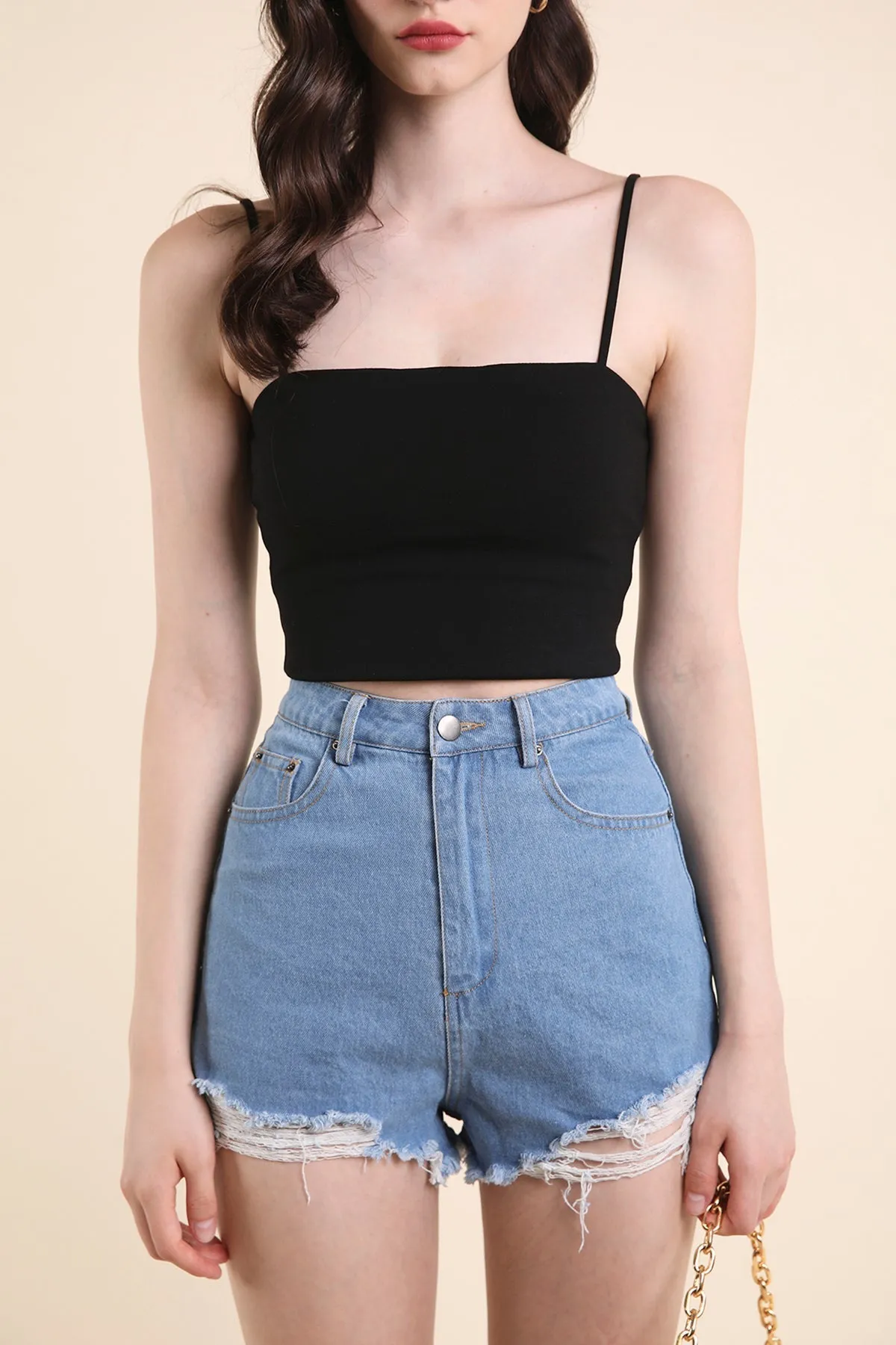 RESTOCKED** ZORA PADDED SPAG TOP IN BLACK