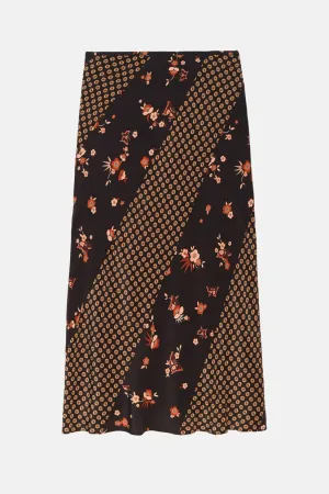 Rixo Hudson Skirt - Butterfly Floral Red Mix
