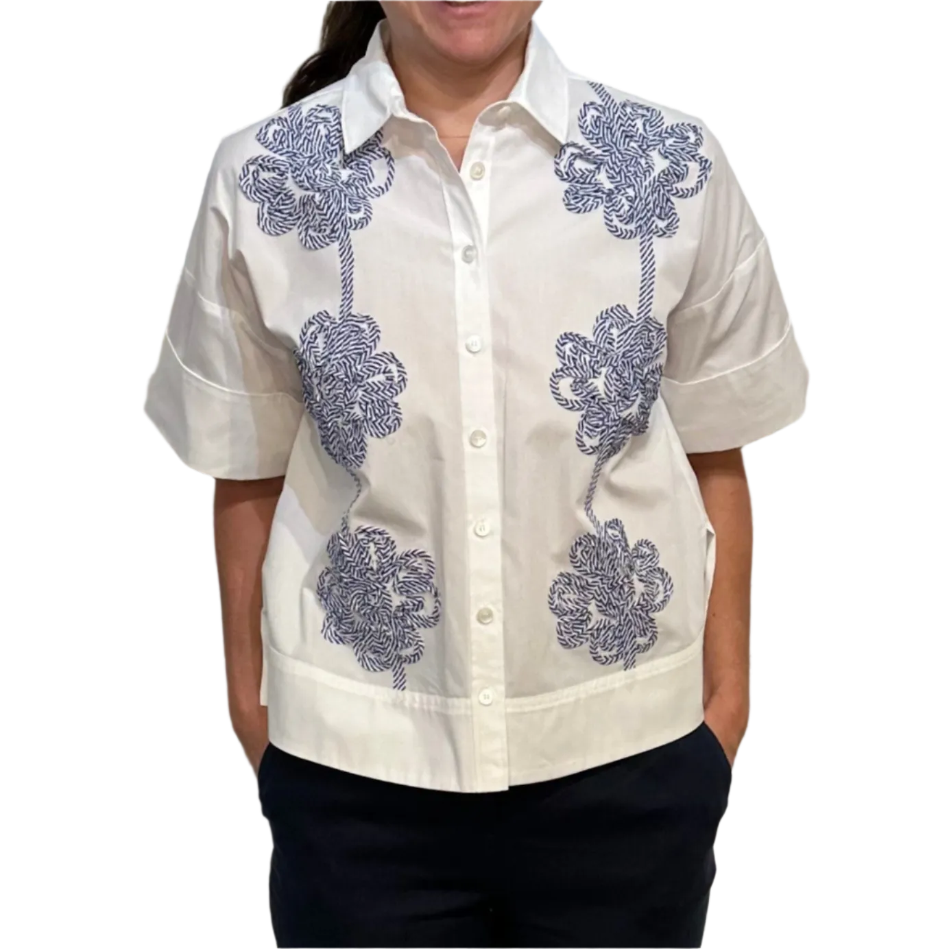 RO - Button Down Blouse w/ Floral Detail