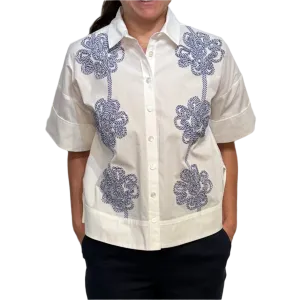 RO - Button Down Blouse w/ Floral Detail