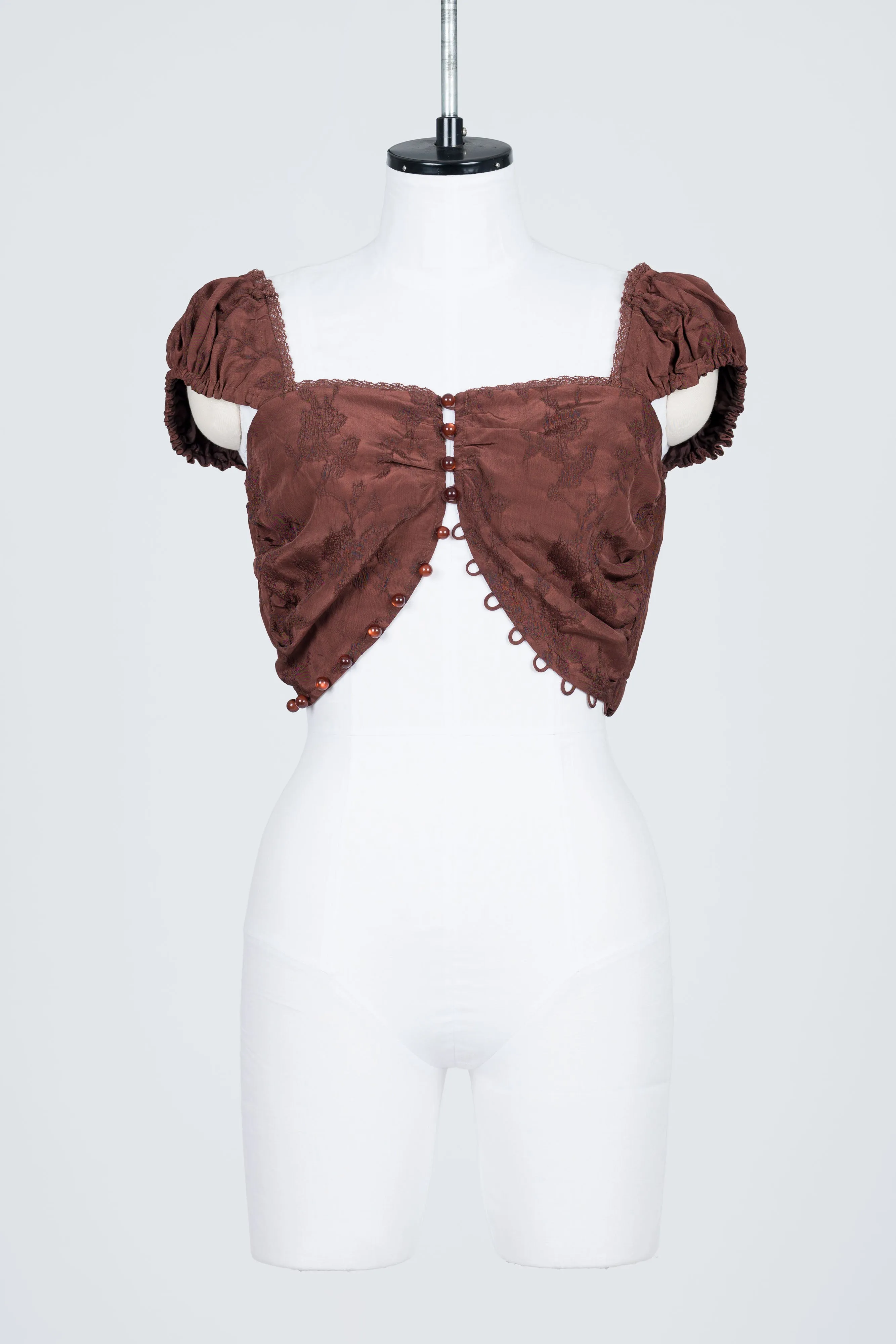 ROSE JACQUARD CROPPED BLOUSE
