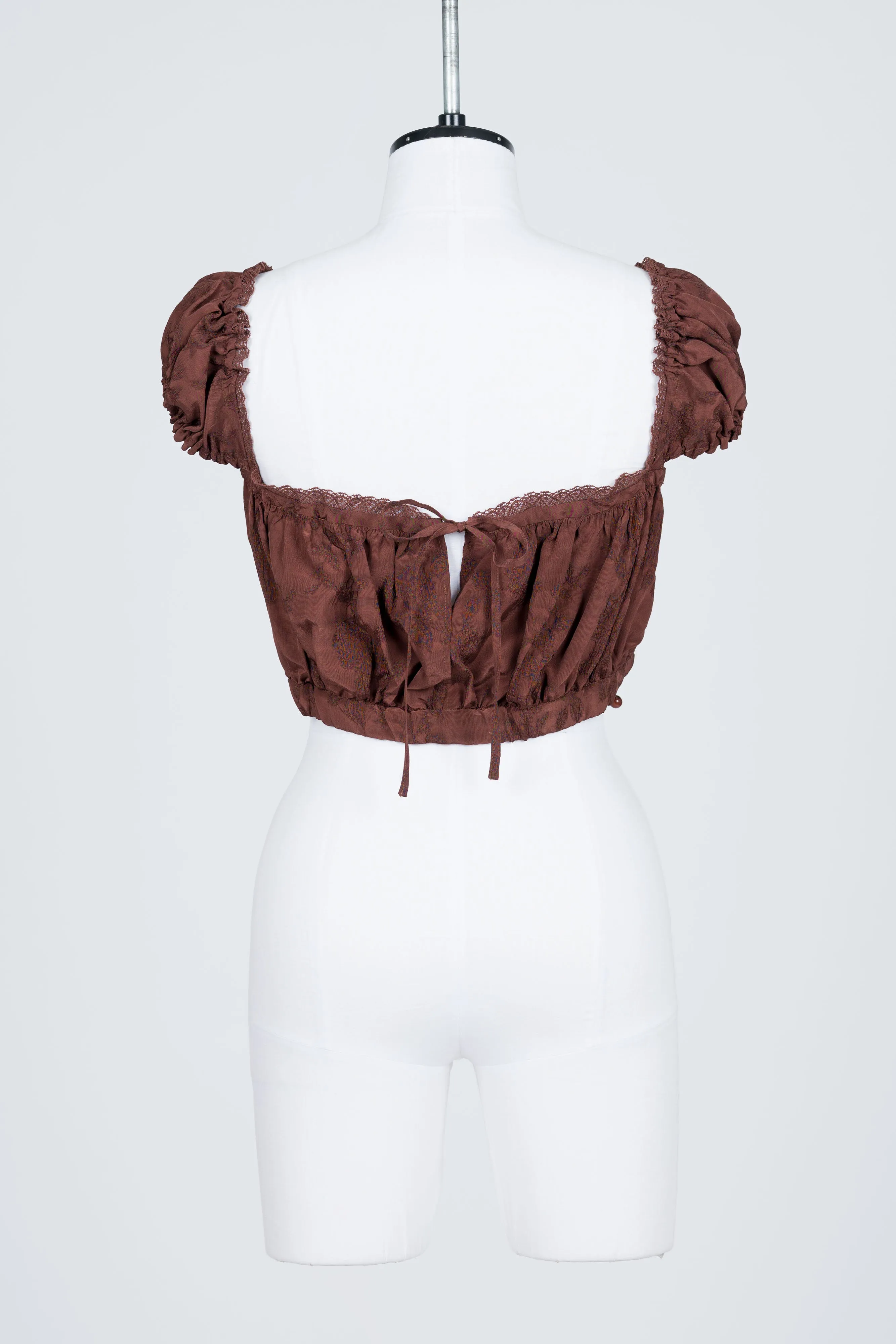 ROSE JACQUARD CROPPED BLOUSE