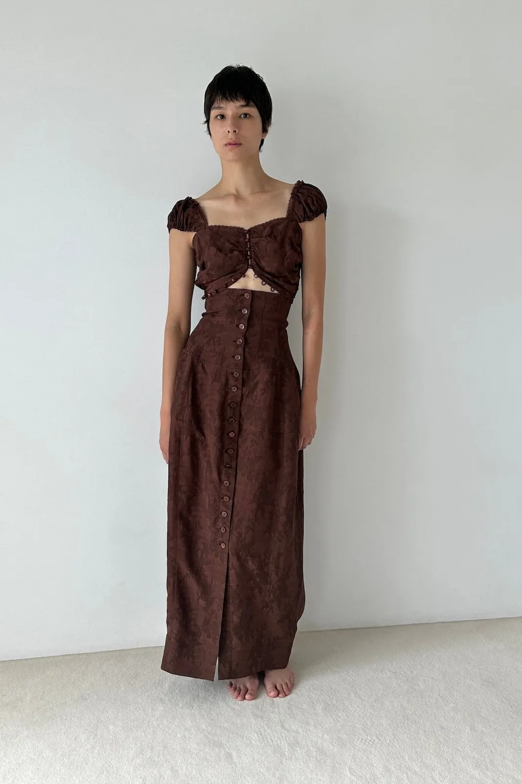 ROSE JACQUARD CROPPED BLOUSE