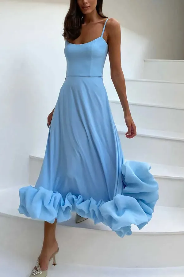 Roseanne - Strapless Midi Dress with Ruffles for Midnight Banquets