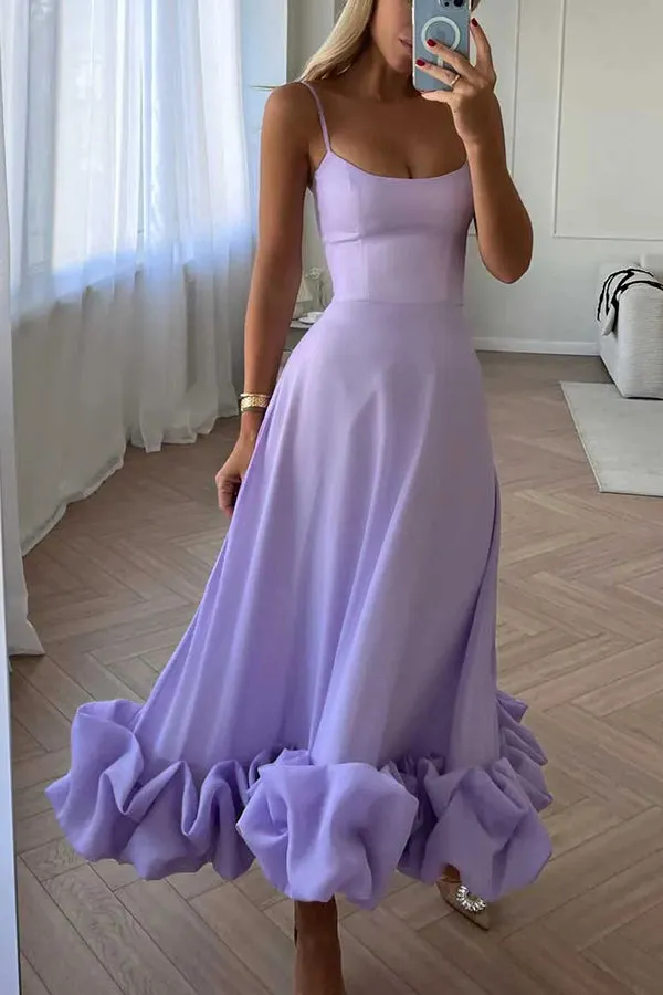 Roseanne - Strapless Midi Dress with Ruffles for Midnight Banquets